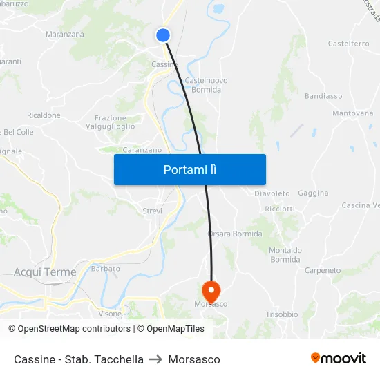 Cassine - Stab. Tacchella to Morsasco map