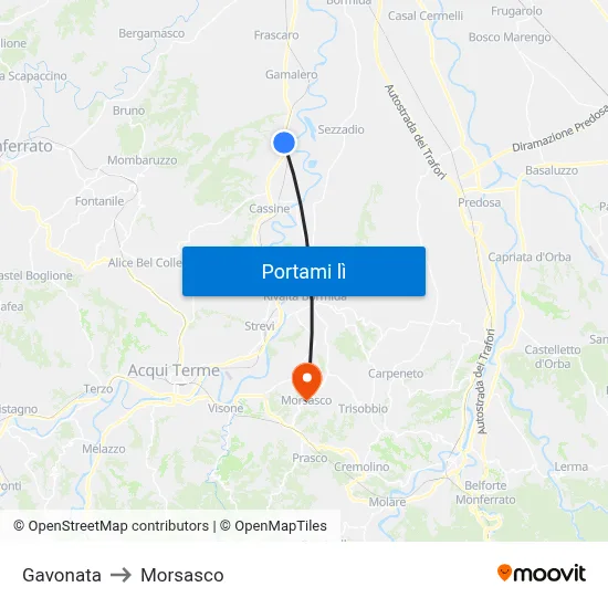 Gavonata to Morsasco map
