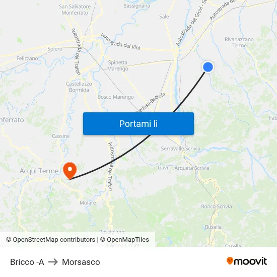 Bricco -A to Morsasco map