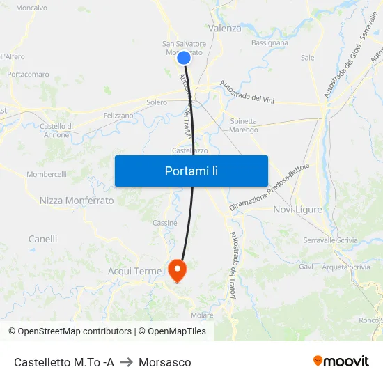 Castelletto M.To -A to Morsasco map