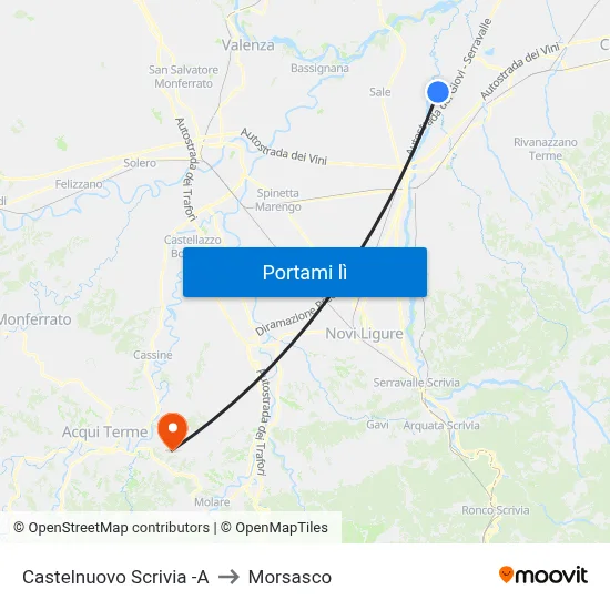 Castelnuovo Scrivia -A to Morsasco map
