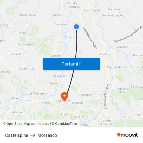 Castelspina to Morsasco map