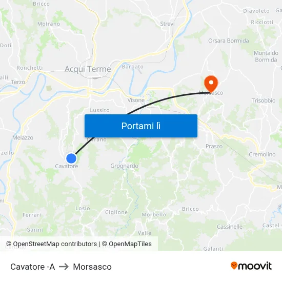 Cavatore -A to Morsasco map