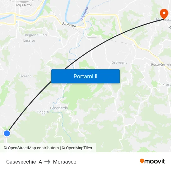 Casevecchie -A to Morsasco map