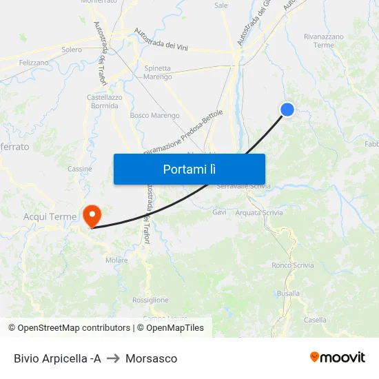 Bivio Arpicella -A to Morsasco map