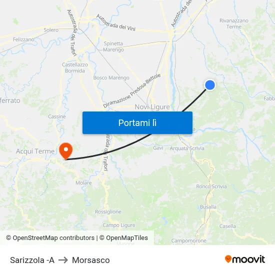 Sarizzola -A to Morsasco map
