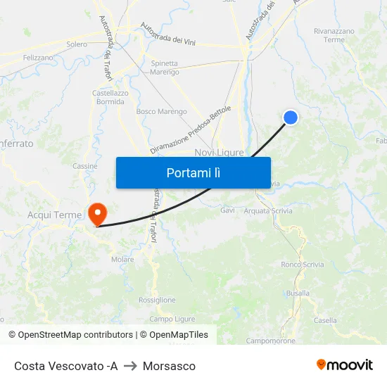 Costa Vescovato -A to Morsasco map