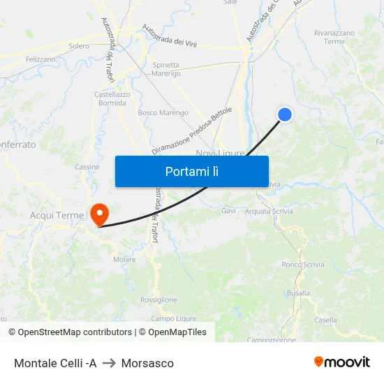 Montale Celli -A to Morsasco map