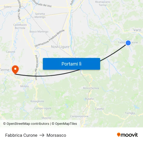 Fabbrica Curone to Morsasco map