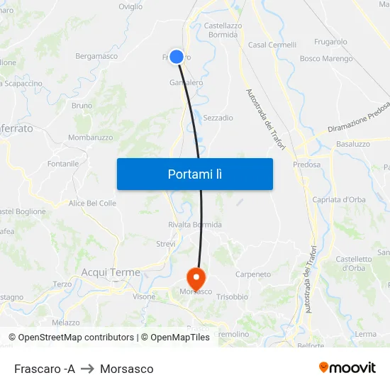Frascaro -A to Morsasco map