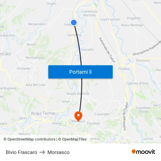 Bivio Frascaro to Morsasco map