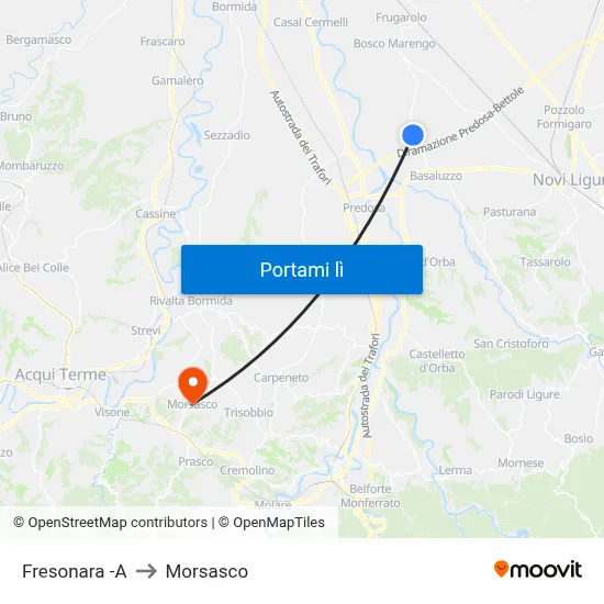 Fresonara -A to Morsasco map