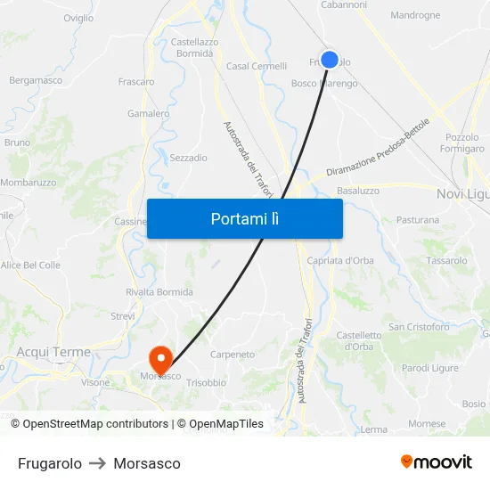 Frugarolo to Morsasco map