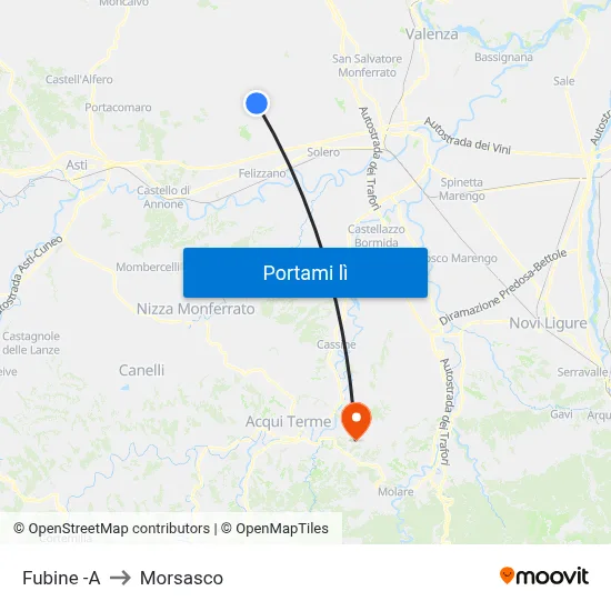 Fubine -A to Morsasco map