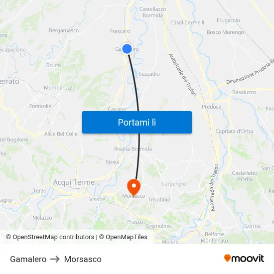 Gamalero to Morsasco map