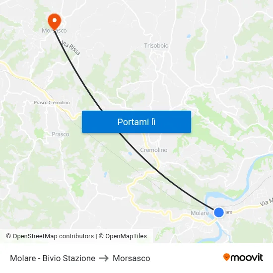 Molare - Bivio Stazione to Morsasco map