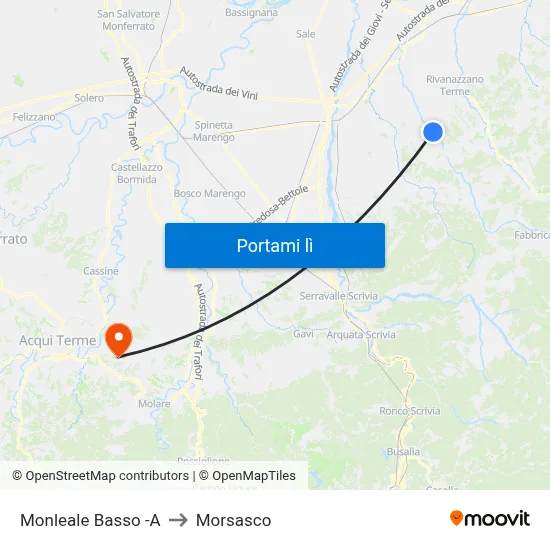 Monleale Basso -A to Morsasco map