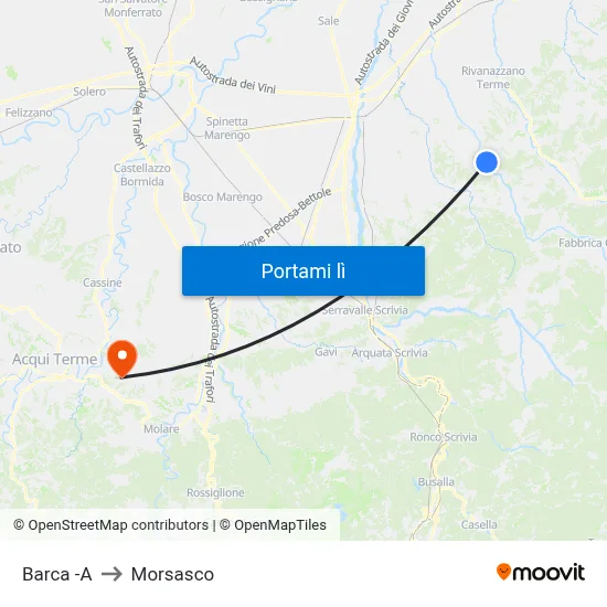 Barca -A to Morsasco map