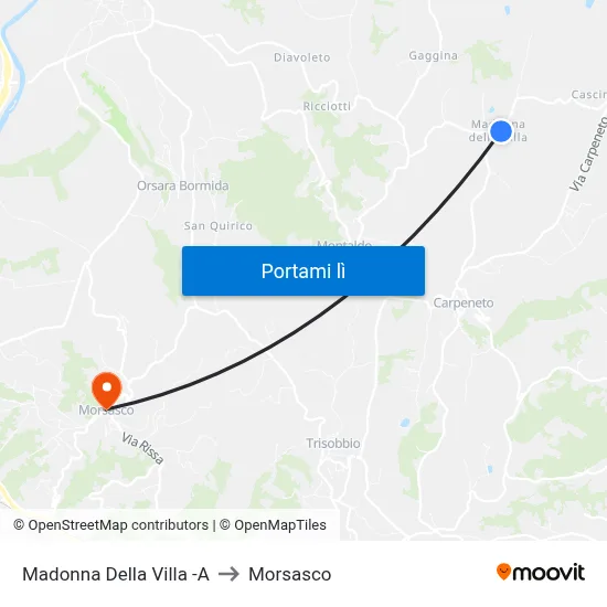 Madonna Della Villa -A to Morsasco map