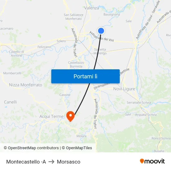 Montecastello -A to Morsasco map