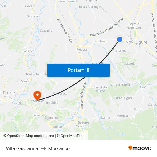 Villa Gasparina to Morsasco map