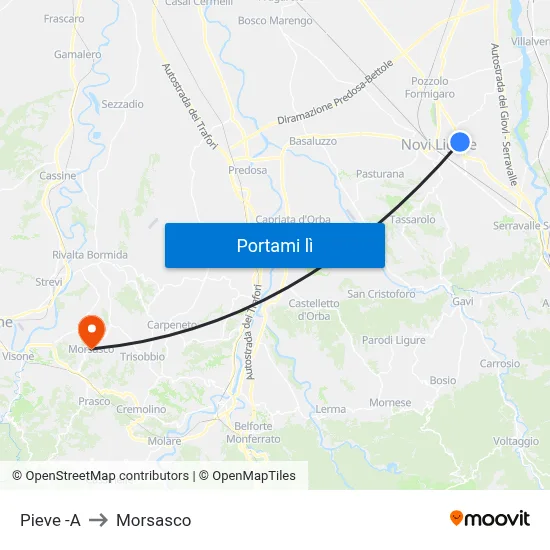 Pieve -A to Morsasco map