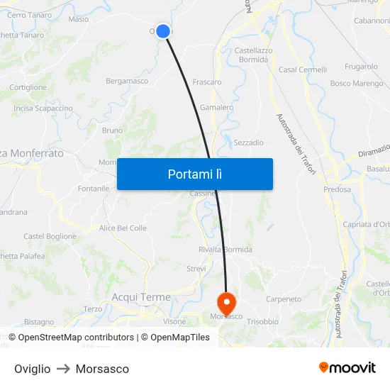 Oviglio to Morsasco map