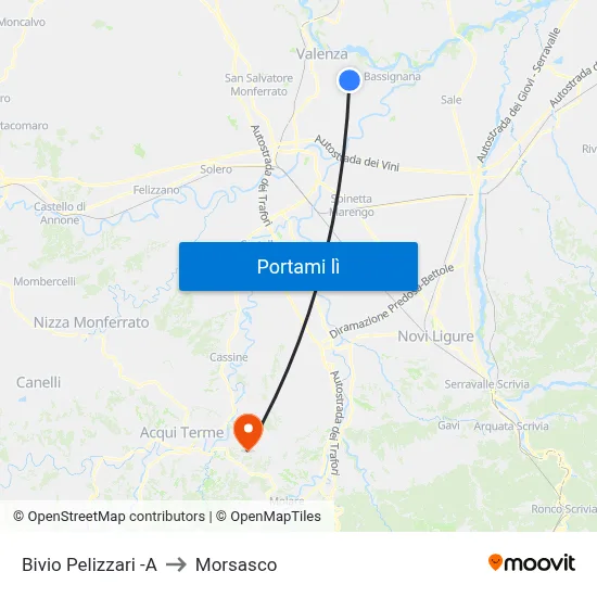 Bivio Pelizzari -A to Morsasco map