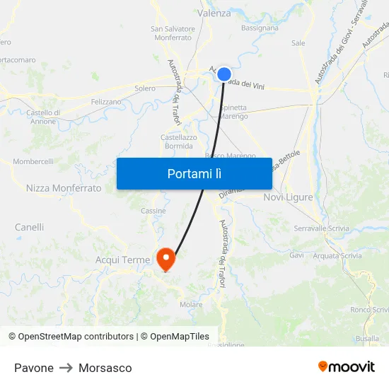 Pavone to Morsasco map