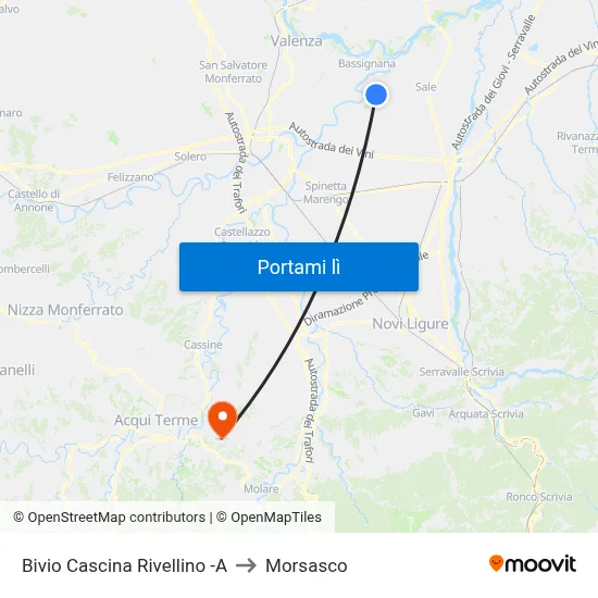 Bivio Cascina Rivellino -A to Morsasco map