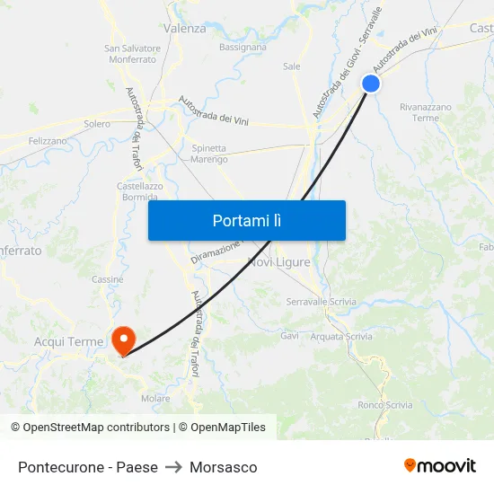 Pontecurone - Paese to Morsasco map