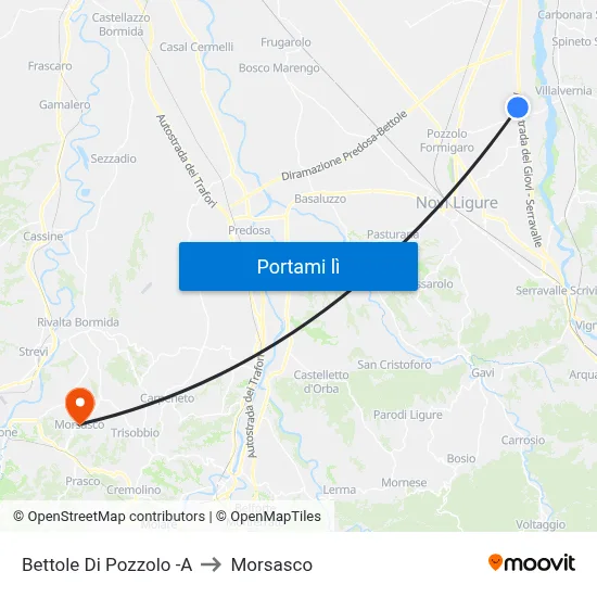 Bettole Di Pozzolo -A to Morsasco map