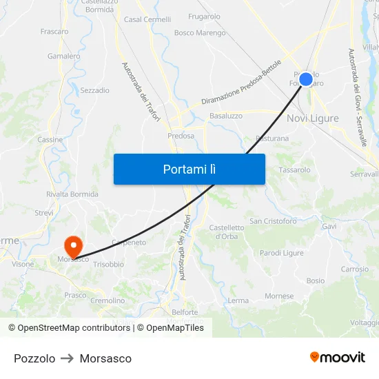 Pozzolo to Morsasco map