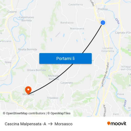 Cascina Malpensata -A to Morsasco map