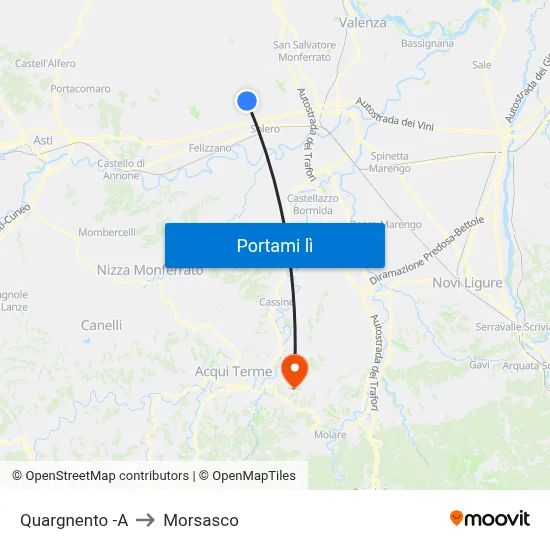 Quargnento -A to Morsasco map