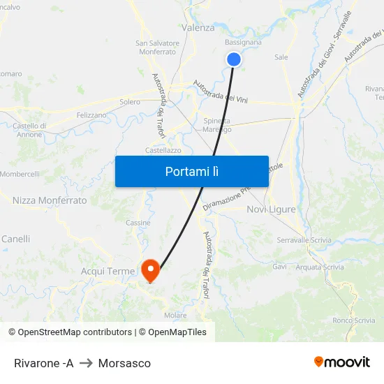 Rivarone -A to Morsasco map