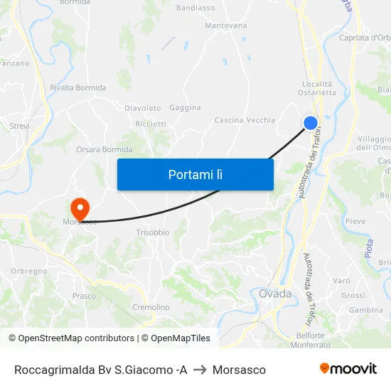 Roccagrimalda Bv S.Giacomo -A to Morsasco map