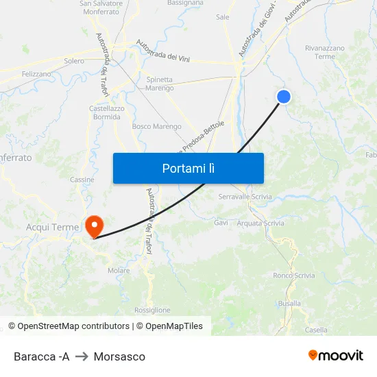 Baracca -A to Morsasco map