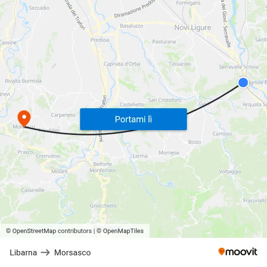 Libarna to Morsasco map