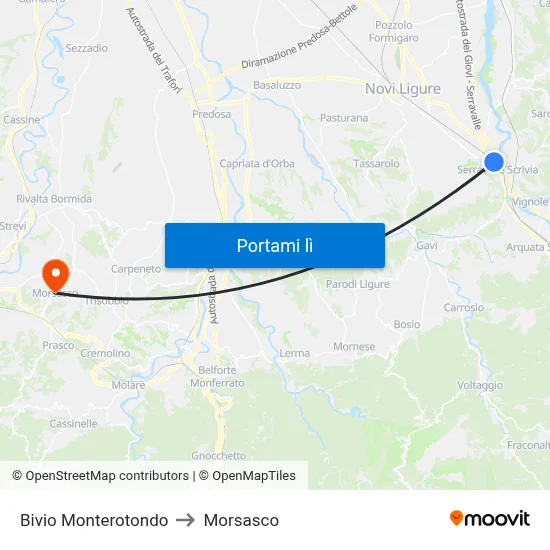 Bivio Monterotondo to Morsasco map