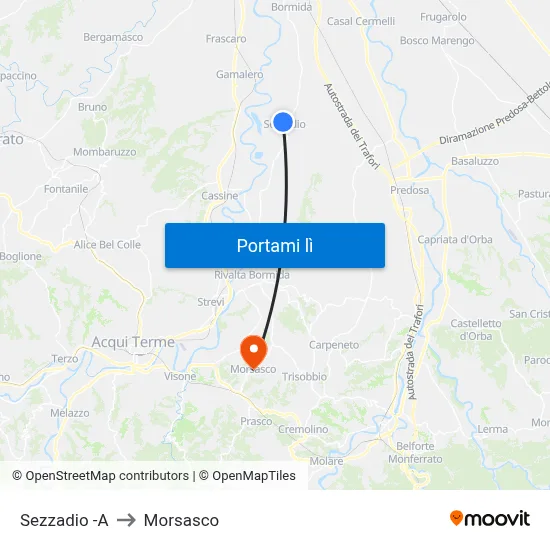 Sezzadio -A to Morsasco map