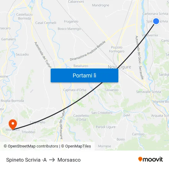 Spineto Scrivia -A to Morsasco map