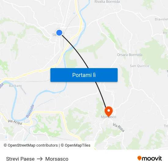 Strevi Paese to Morsasco map