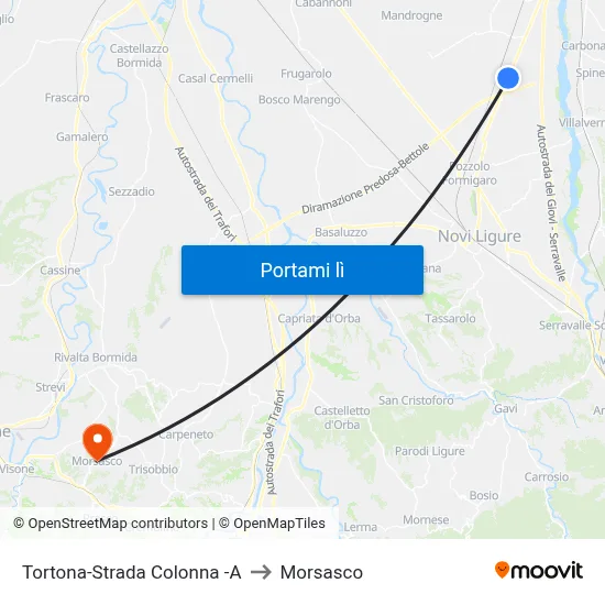 Tortona-Strada Colonna -A to Morsasco map