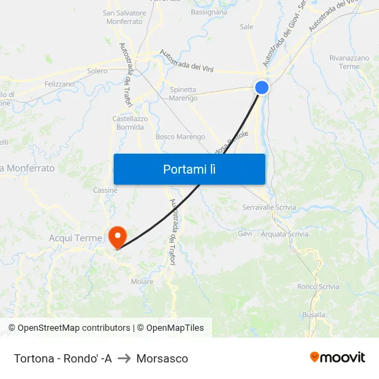 Tortona - Rondo' -A to Morsasco map