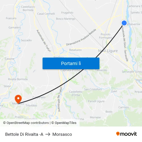 Bettole Di Rivalta -A to Morsasco map