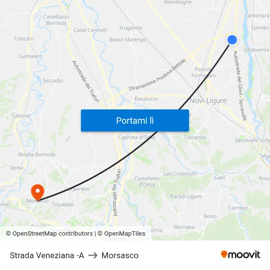 Strada Veneziana -A to Morsasco map