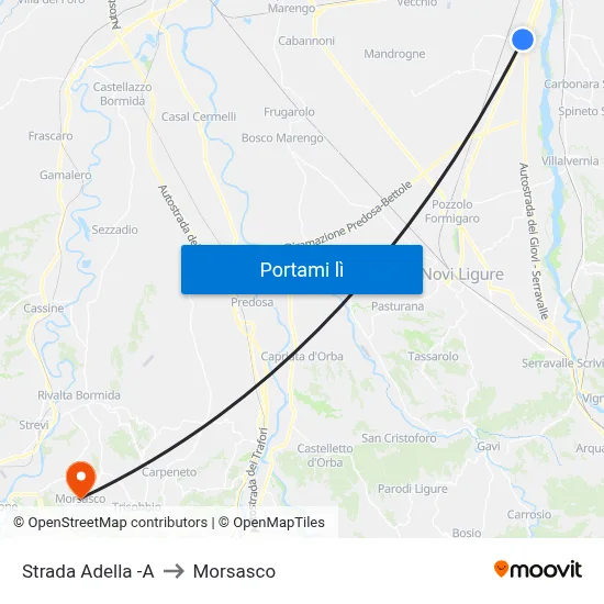 Strada Adella -A to Morsasco map