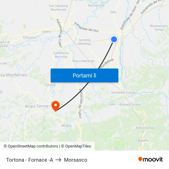 Tortona - Fornace -A to Morsasco map