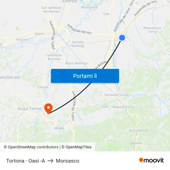 Tortona - Oasi -A to Morsasco map